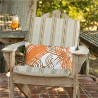 Boho Brown, Orange Abstract Design    Lumbar Pillow