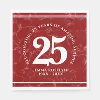 Elegant Red Marble 25 Years Work Anniversary Napkins