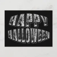 Happy Halloween Spiders & Spider Web Text Postcard