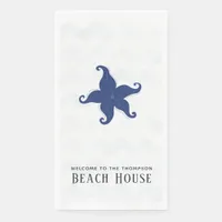Simplistic Blue and White Beach House Paper Guest Towels