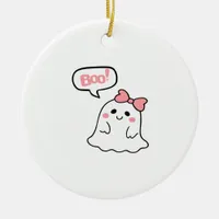 Boo! Cute Boo Minimal Clean Ceramic Ornament