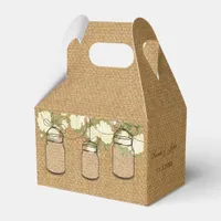 burlap ivory roses mason jar wedding favor box