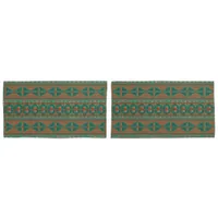 Southwestern Copper Teal Geometric Pattern King Pillow Case