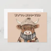 Fun Highland Cow Cream New Address Postcard