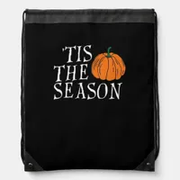 Tis The Season Cute Halloween Pumpkin Drawstring Bag