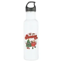Tis The Season Retro Christmas 70s 80s Vintage Gro Stainless Steel Water Bottle