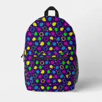 Colorful neon dots and shapes retro pattern printed backpack