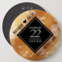 Elegant 22nd Copper Wedding Anniversary Button