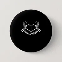 Skeleton Hand Heart Lazy Halloween Costume Funny Button