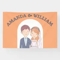 Simple, Cartoon-Iike  Spouses Illustration Wedding Banner