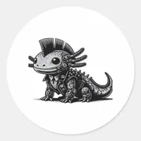 Whimsigoth Cyborg Axolotl Vintage Art Design Class Classic Round Sticker