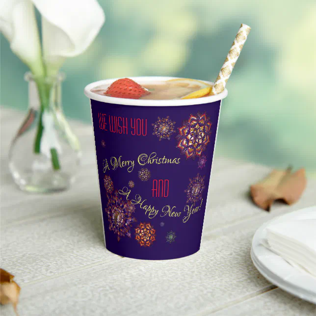 Christmas-new year- colorful and bright snowflakes paper cups