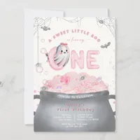 A Sweet Little Boo Is Turning One Pink Birthday Invitation