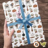 Fall baking and cooking seasonal wrapping paper