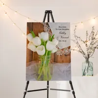 Mason Jar and White Tulips Barn Wedding Foam Board