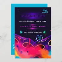 Neon Glow Graduation Party Invitation