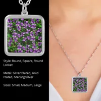 Purple Wood Violet Mosaic Wisconsin State Flower Silver Plated Necklace