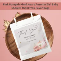 Fall Blush Pink Pumpkin Gold Heart Thank You Favor Bag