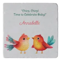 Bird-Themed Baby Shower Cute Watercolor Trivet