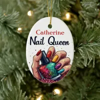 Manicurist Nail Artist Personalized Nail Queen  Ceramic Ornament