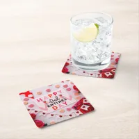 Happy Galentine's Day Food & Spirits Party Square Paper Coaster