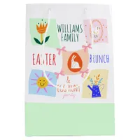 Easter Egg Hunt Wavy Checkerboard Bunny Brunch Bow Medium Gift Bag