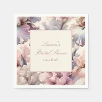 Elegant Floral Lavender & Blush Bridal Shower Napkins