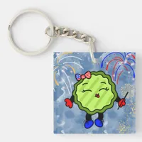 Fourth of July Firework Holiday Freedom Pickle  Keychain