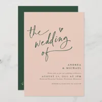 Emerald Green Rose Gold Fun Wedding Invitation