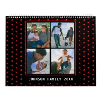 Family Photos Collage Heart Balloon Pattern Black Calendar