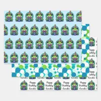 Cute Personalized Frog Themed Birthday Wrapping Paper Sheets