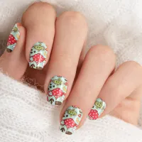 Retro Tea Time Tea Party Kitchen Breakfast Pattern Minx Nail Wraps