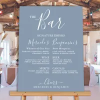 Wedding Bar Signature Drinks Menu Dusty Blue Foam Board