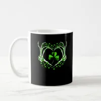 Skeleton Hand Heart Shamrock St Patricks Day Paddy Coffee Mug