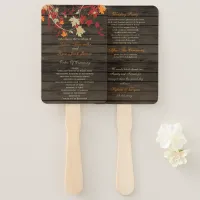 Barn Wood Rustic Fall Leaves Wedding Programs Hand Fan