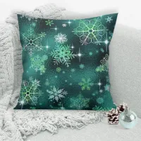 Prettiest Snowflakes Pattern Green ID846 Throw Pillow