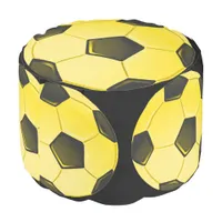 Yellow American Soccer or Football Round Pouf