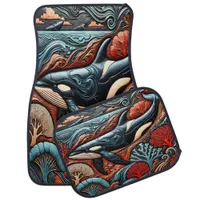 Whales Beneath the Vibrant Waves Car Floor Mat