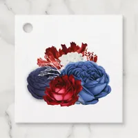 Red White and Blue Floral 4th July Wedding Favor Tags