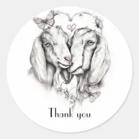 Rustic Nubian Goat Sketch  Classic Round Sticker