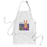 Cute Easter bunny in the flowers Adult Apron