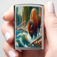 Majestic Bison Wading Zippo Lighter