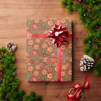 Hippie Retro Flowers Wrapping Paper