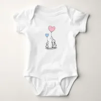 Cute Mama and Baby Elephants Baby One Piece Tee