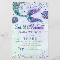 Budget Purple Glitter Mermaid Birthday Invitation