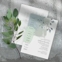 Paint Strokes Greenery Rehearsal Green/Blue ID818 Invitation