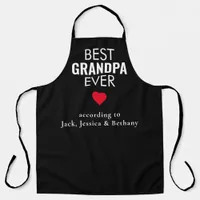 Best Grandpa Ever Heart Name White Black Apron