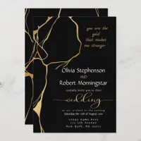 Stunning Black and Gold Kintsugi Invitation