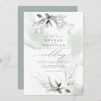 ALL in One  Wedding Watercolor Greenery Invitation