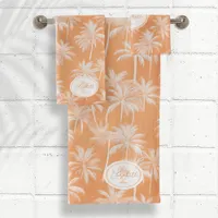 Hawaiian Palm Tree Silhouette Pattern Tacao ID1093 Bath Towel Set